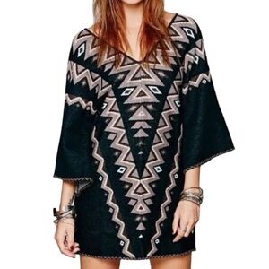 NEW $248 Sz M RARE! Free People Wildheart Aztec Kilim  Sweater Dress Tunic